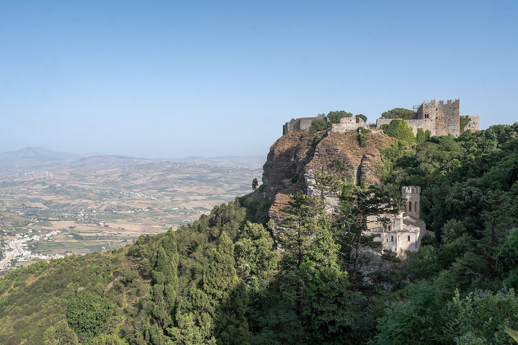 The Norman Castle of Venus rising above the Balio gardens in Erice.