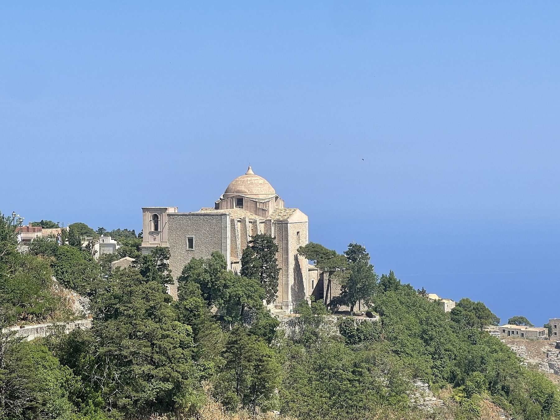 The Church of Saint John the Baptist in Erice, with its small bell tower.
