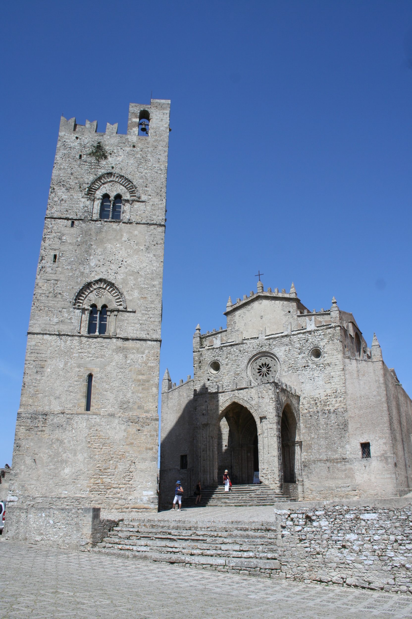 The Gothic portal and freestanding bell tower of the Chiesa Matrice in Erice.